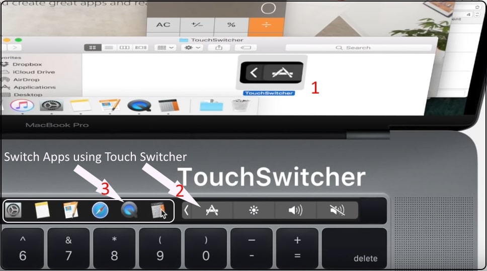 How to switch App on Macbook Pro using Touch Bar MacOS High Sierra