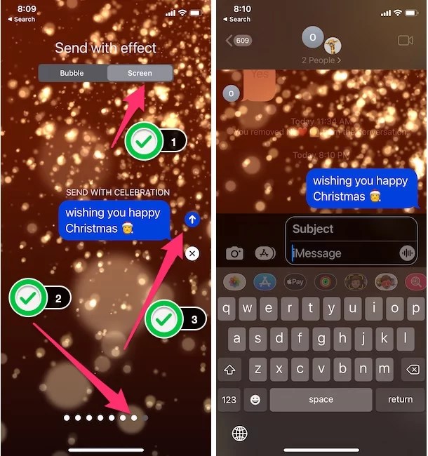 How to send message with Celebration effect on iPhone 15, 14 in iOS 17