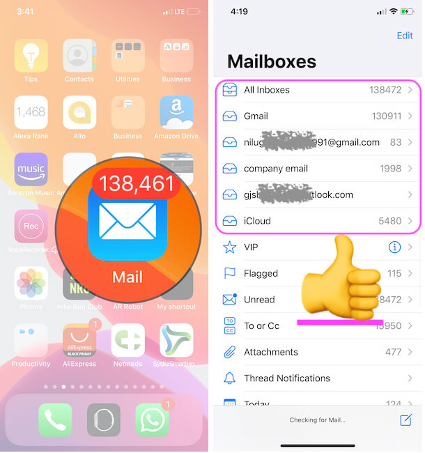 How to Temporary Unhide/Hide Email Mailboxes In iPhone, iPad or Delete
