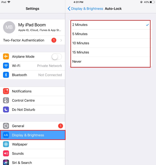 Change iPad Sleep Time, Auto lock Time iOS 11/ iOS 10, iPad Pro, Air, Mini
