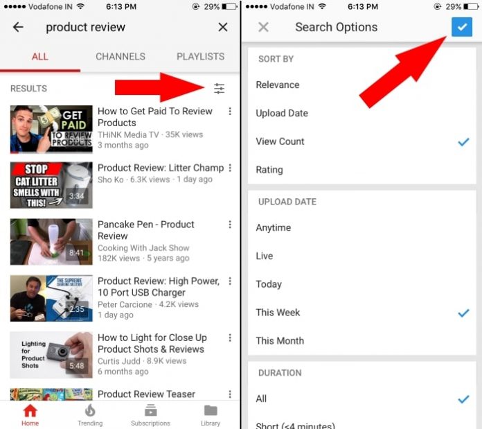 How to Filter YouTube Video by Rating, Views, Likes, Recent on iPhone