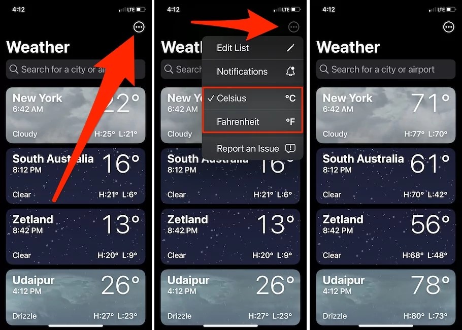 How to Change Weather Temperature (Fahrenheit to Celsius) on iPhone