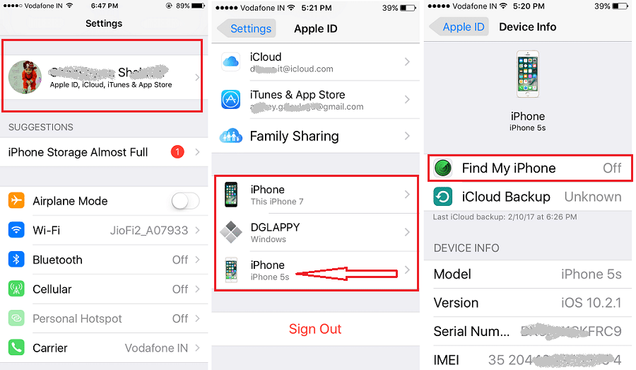 Enable/Disable Find My iPhone XS Max/XS/XR/X/8/7/6/SE/5S, iPad,iPod