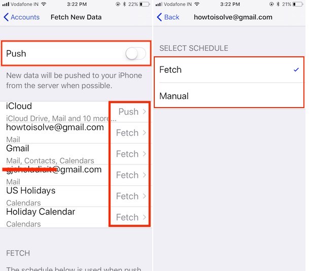 Fix Fetch New Data in Mail app Using Push or Fetch On iPhone, iPad
