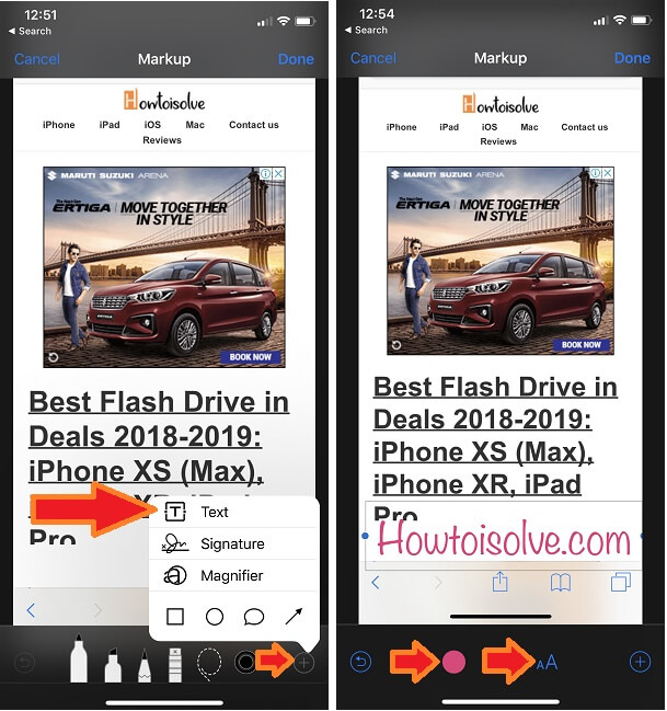 Change Text Color on iPhone Photo markup & Resize, PDF Markup tools