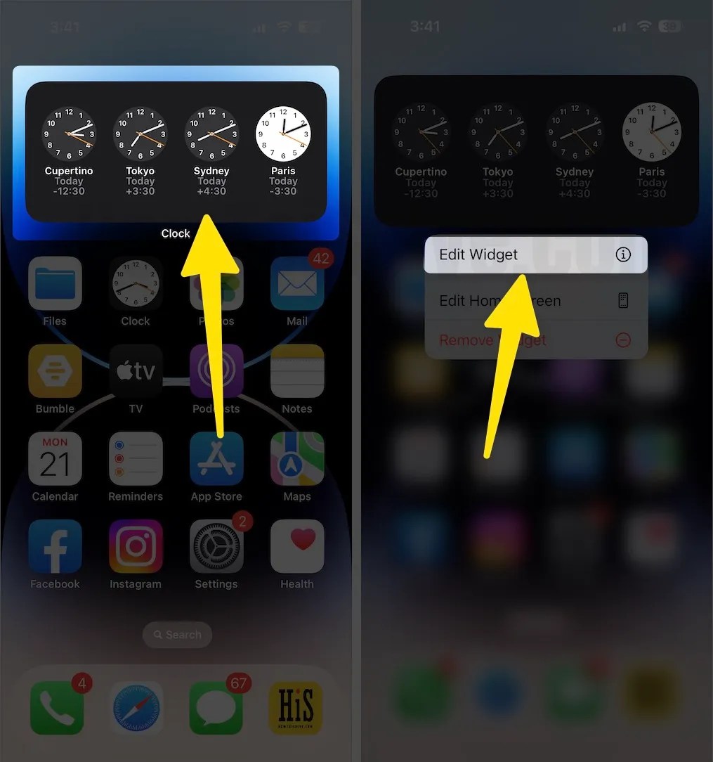 How to Change Default City in World Clock Widget on iPhone