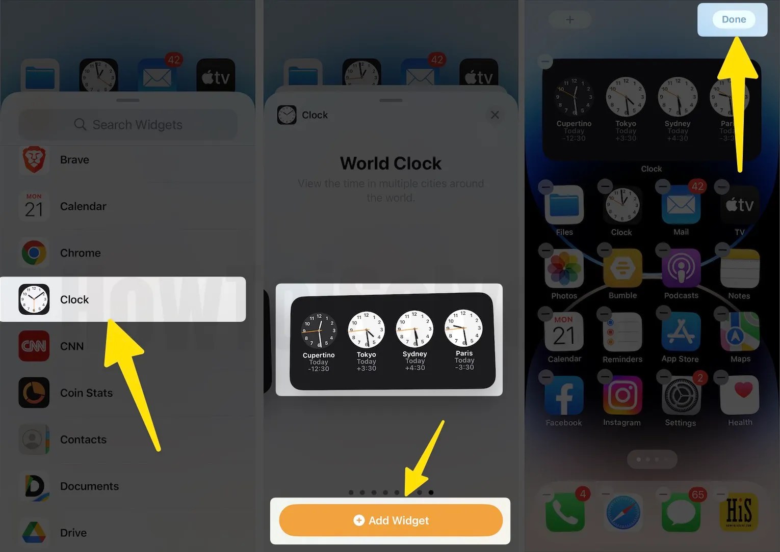 How to Change Default City in World Clock Widget on iPhone
