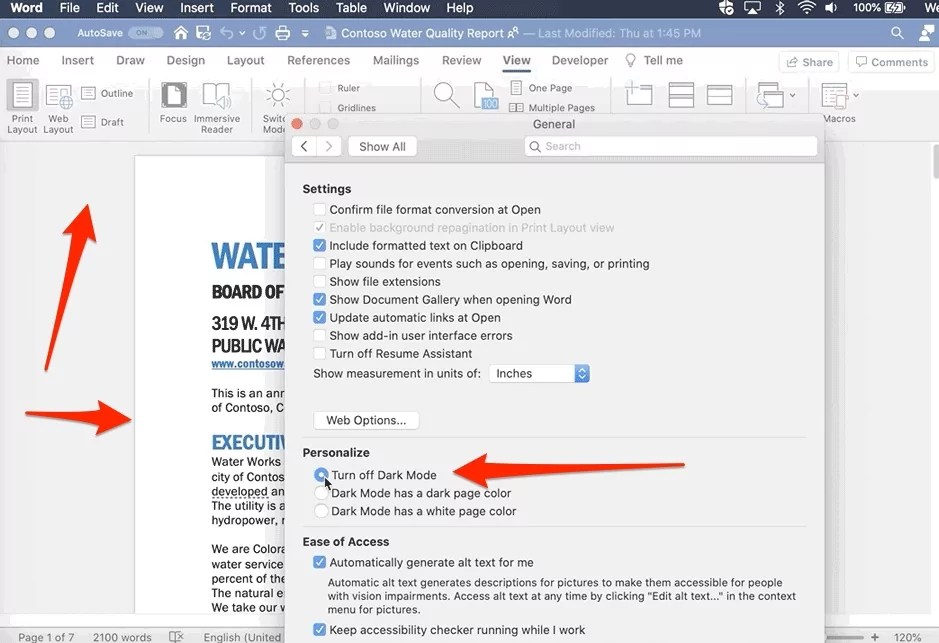 How to Turn Off Dark mode on Word, Excel, Powerpoint on Mac All Time
