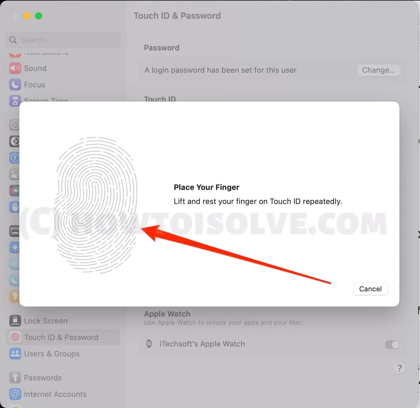 Touch ID and Password Settings on Macbook (In macOS Sonoma)