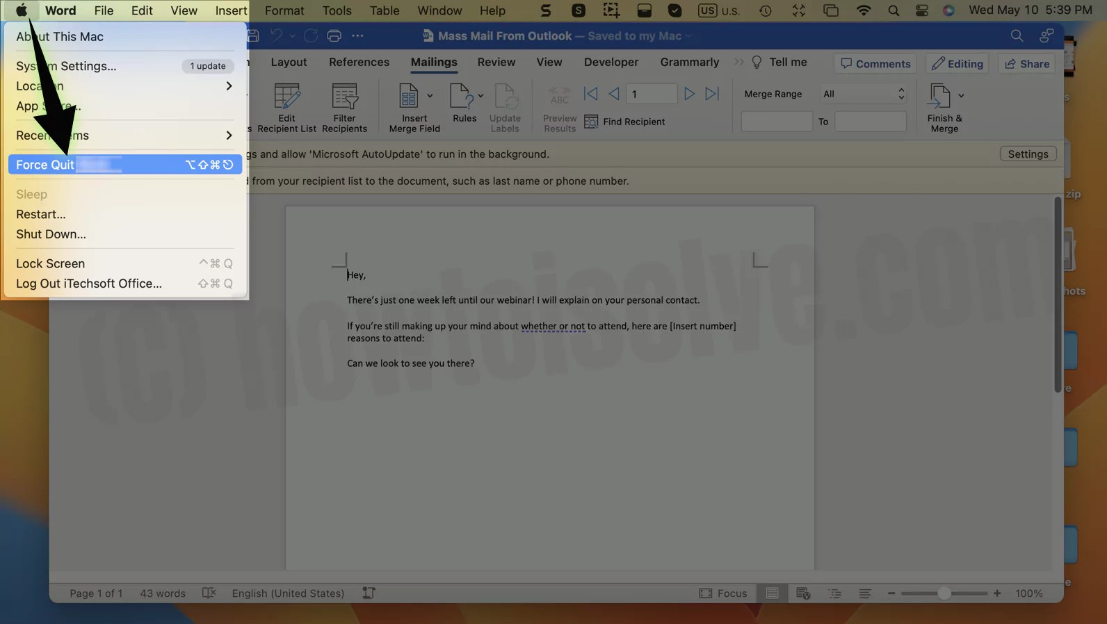4 Steps to Fix Merge To Email Greyed Out in Word on Mac