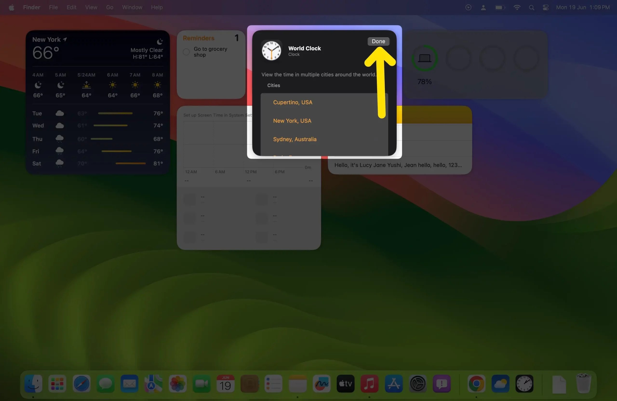 Mac 데스크탑에 시계 위젯을 추가하는 방법(세계 시계) GAMINGDEPUTY KOREA