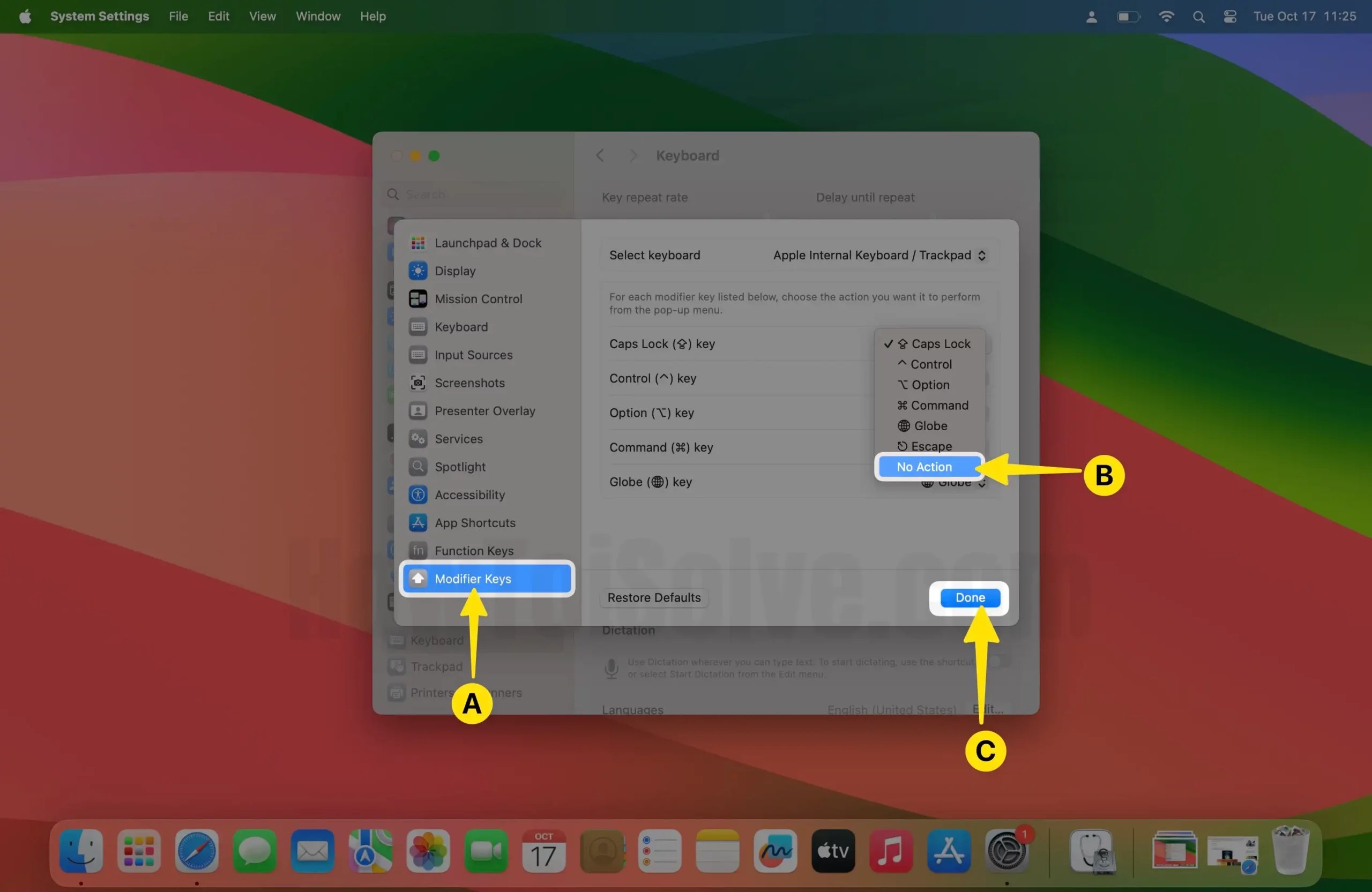 Disable Caps Lock Indicator on Mac in macOS Sonoma