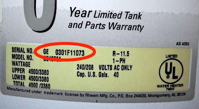 Water Heater Manufacture Date Hybrid Water Heater