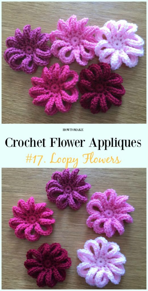 Easy Crochet Flower Appliques Free Patterns for Beginners