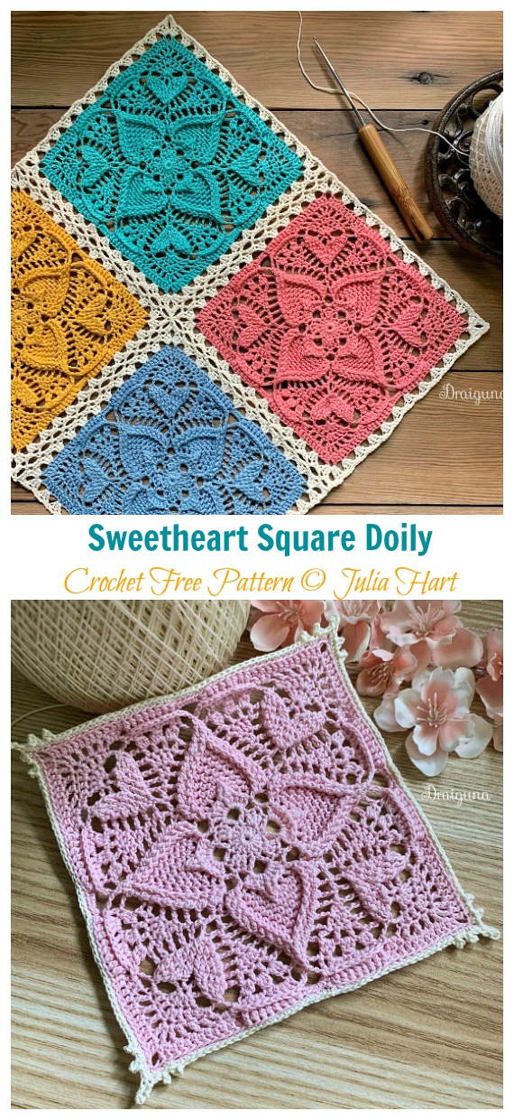 Sweetheart Square Doily Crochet Free Pattern Crochet & Knitting