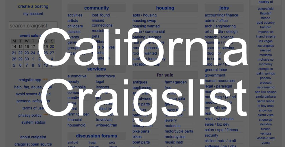Search All of California Craigslist Statewide