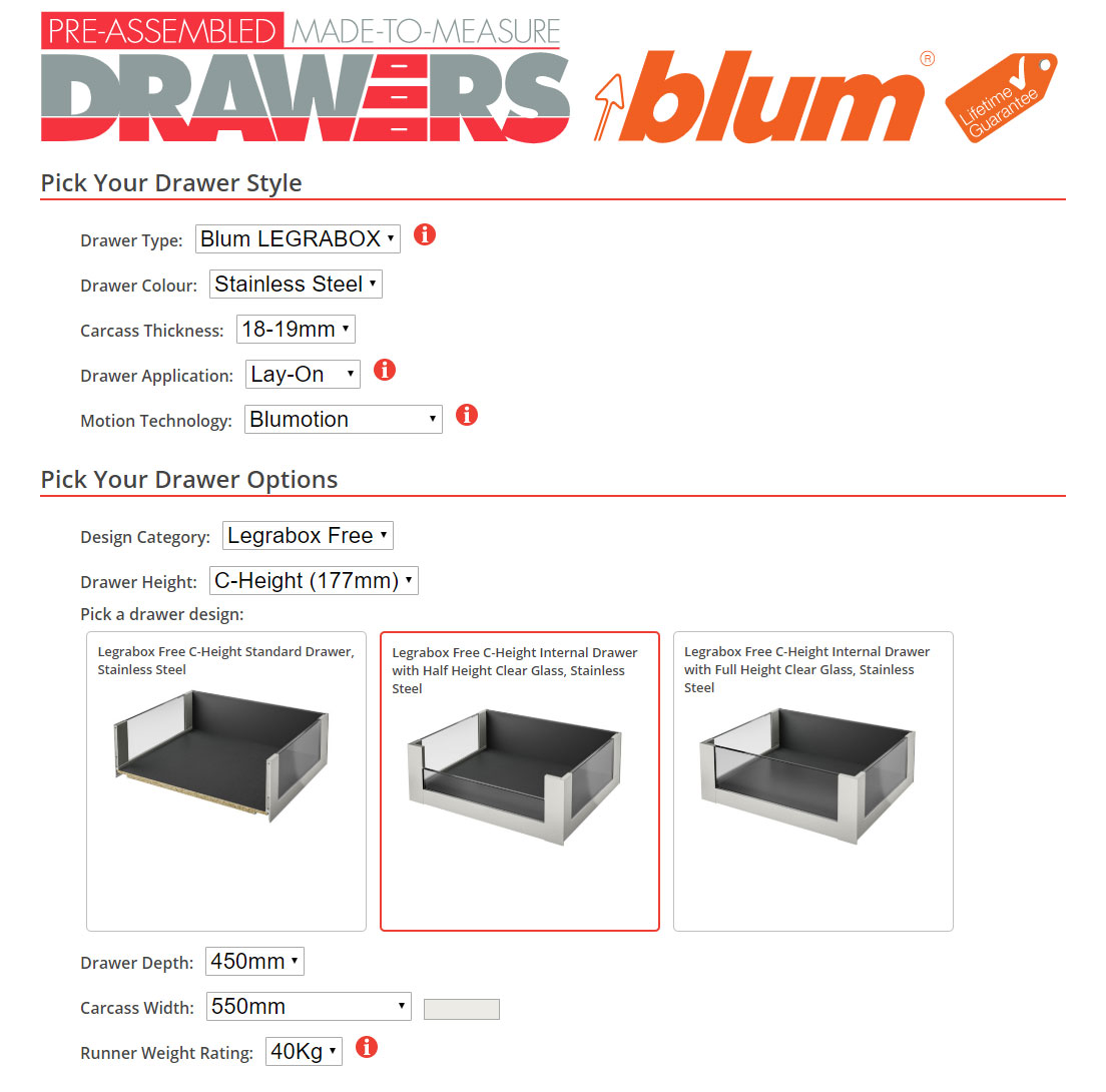Blum PreAssembled Drawers HPP