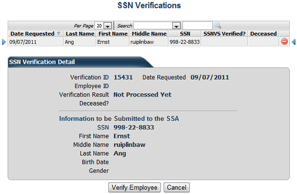 AllPay Summer ’11 Social Security Number Electronic Verification