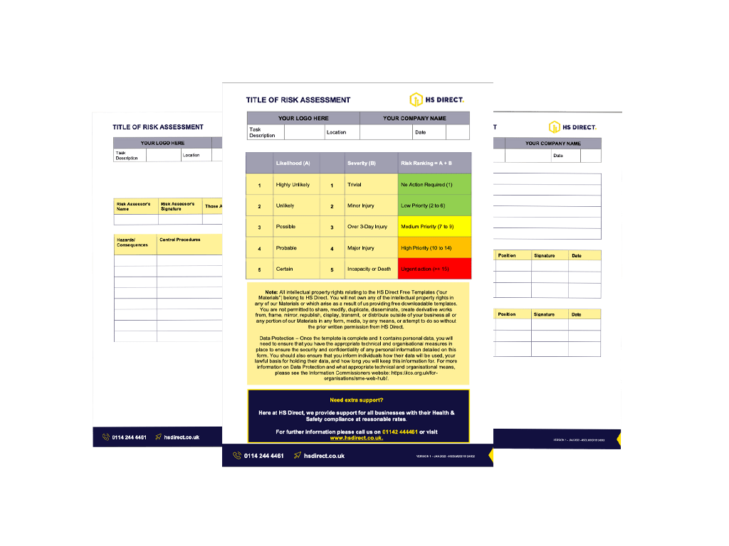 Free Risk Assessment Template HS Direct