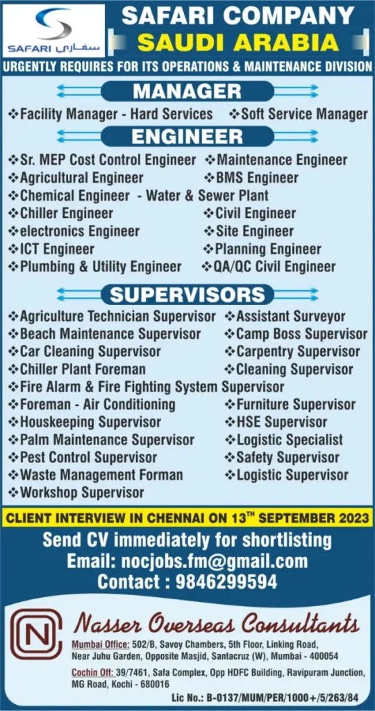Safety Supervisor and HSE Supervisor Jobs in Saudi Arabia Urgent