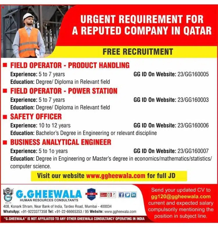 Safety Officer Job Vacancy in Qatar Urgent Requirement HSE STUDY GUIDE