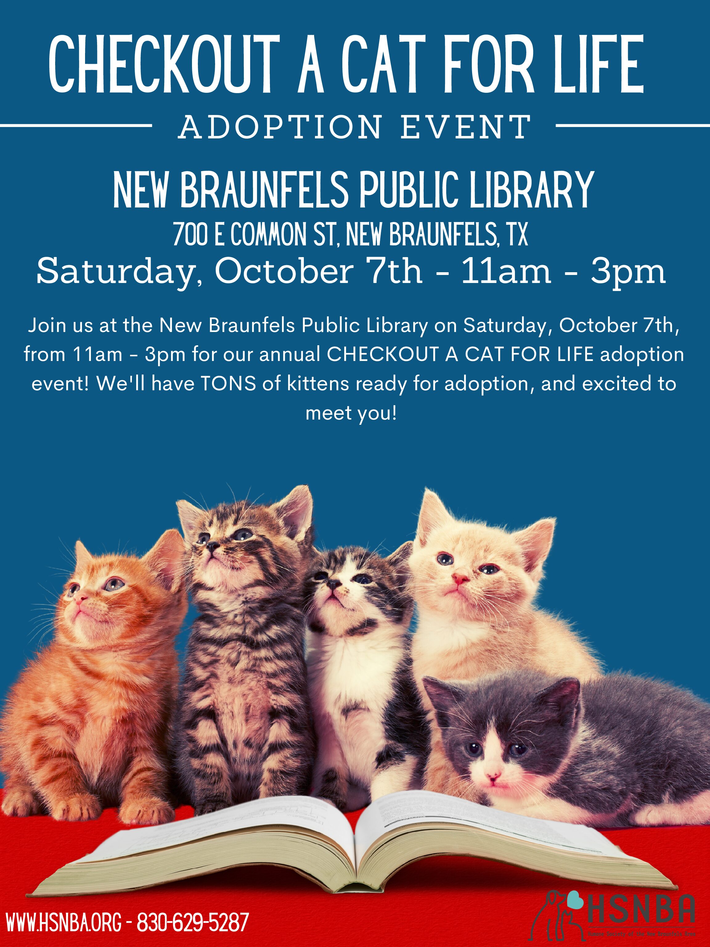 Check Out a Cat for Life! Humane Society of the New Braunfels Area