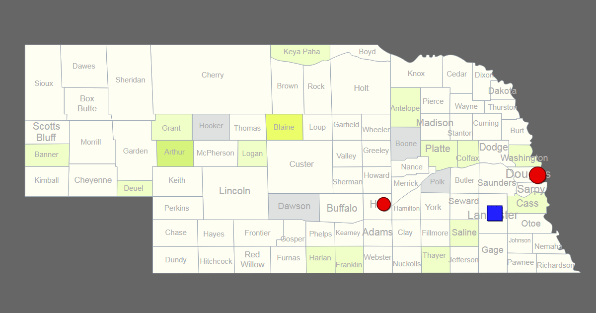 Interactive Map of Nebraska [Clickable Counties / Cities]