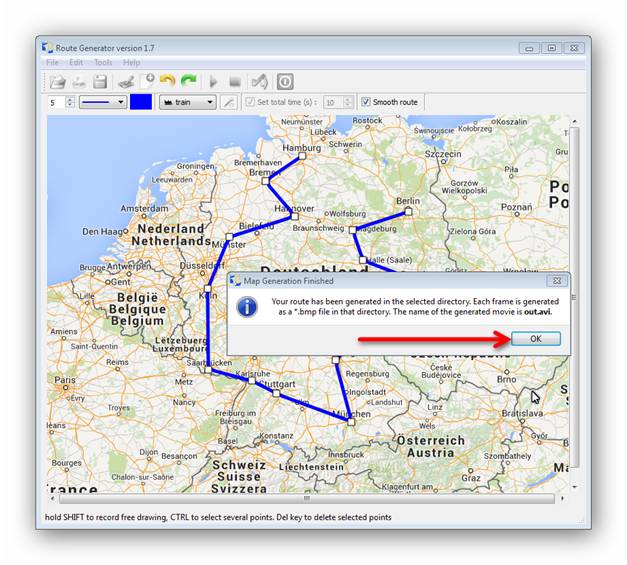 wie man Route Generator installiert und eine Animation der Reiseroute erstellt und daraus ein