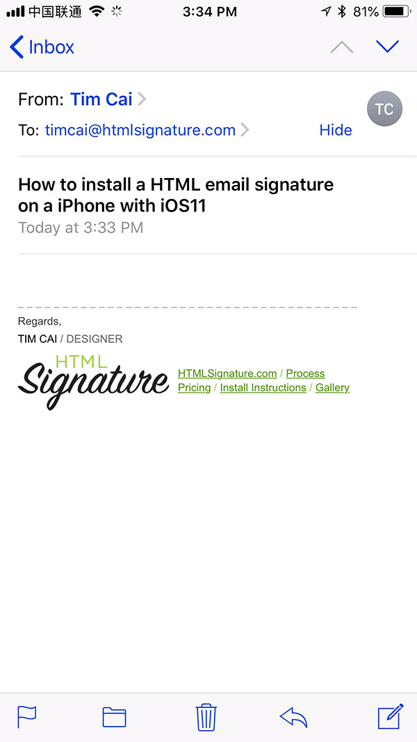 How to create and install a HTML email signature in Mail app on iPhone