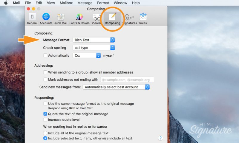 How to create and install a HTML email signature in Apple