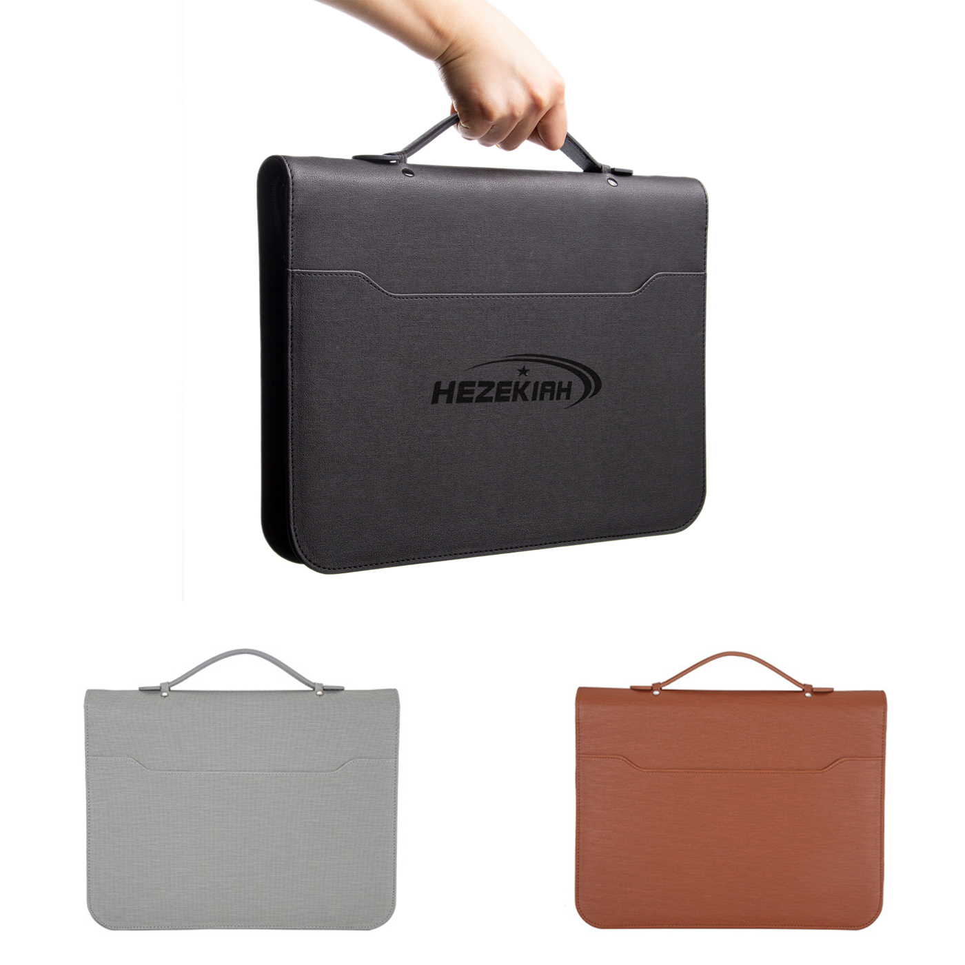 Zippered Leather 4 Ring Binder Padfolio With Calculator HtPrem