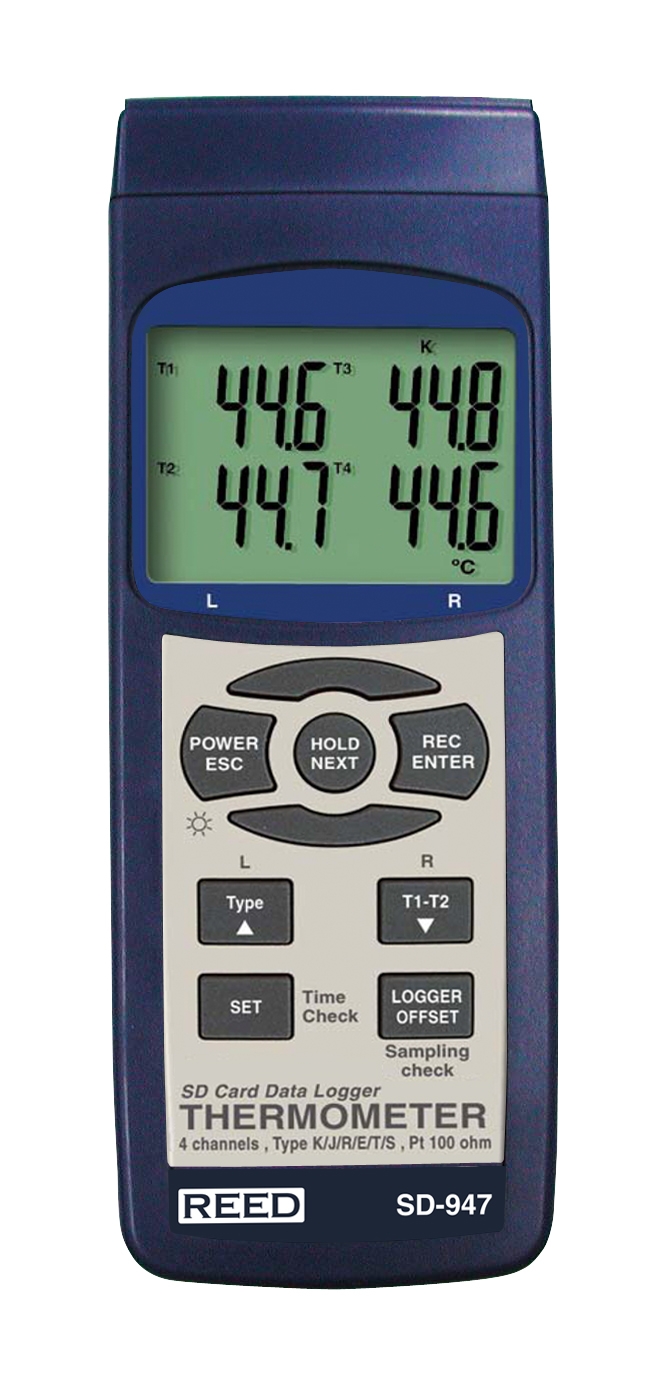 Reed Instruments SD947 Thermometer Thermocouple 4Channel Data Logger