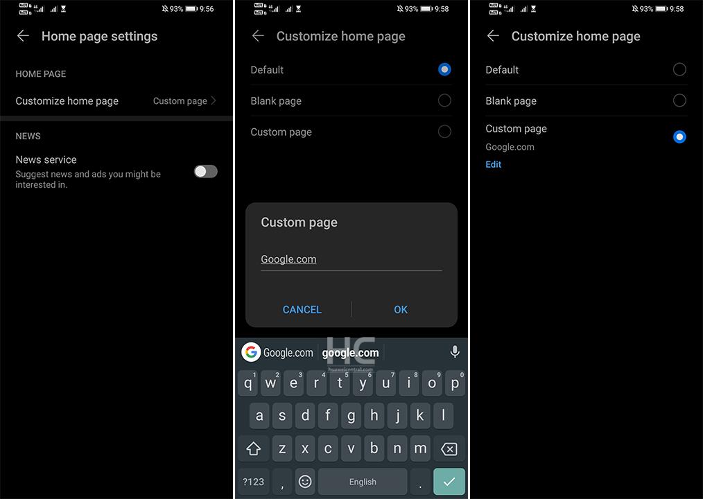 A new update for Huawei Browser adds home page customization option