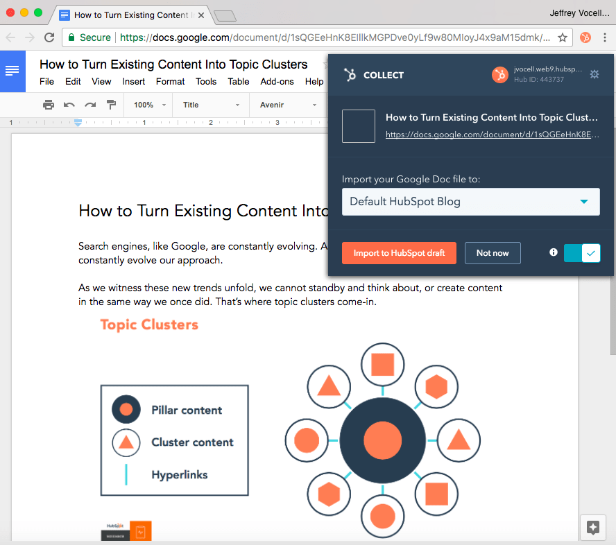 Import Google Docs Drafts Into HubSpot In OneClick