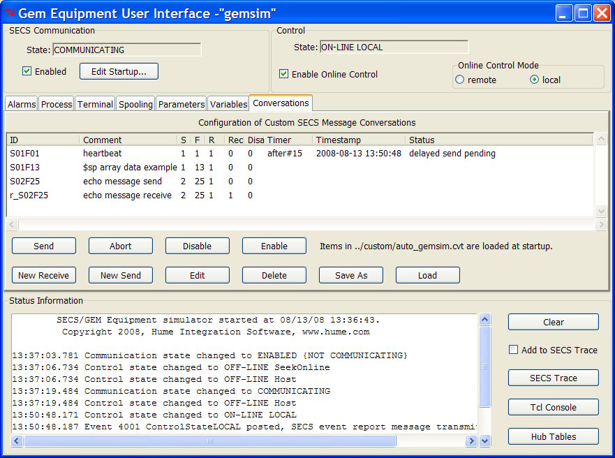 Gem Equipment Interface Applications