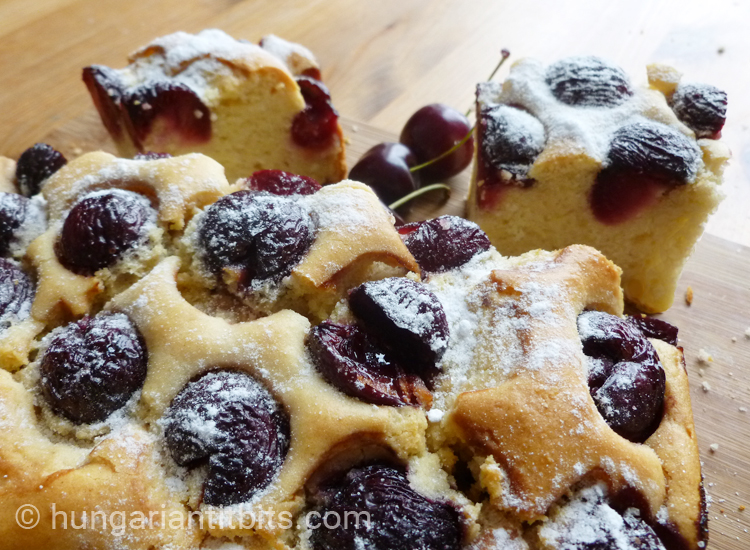 Hungarian Cherry Sponge Cake Cseresznyés Lepény Hungarian Tidbits