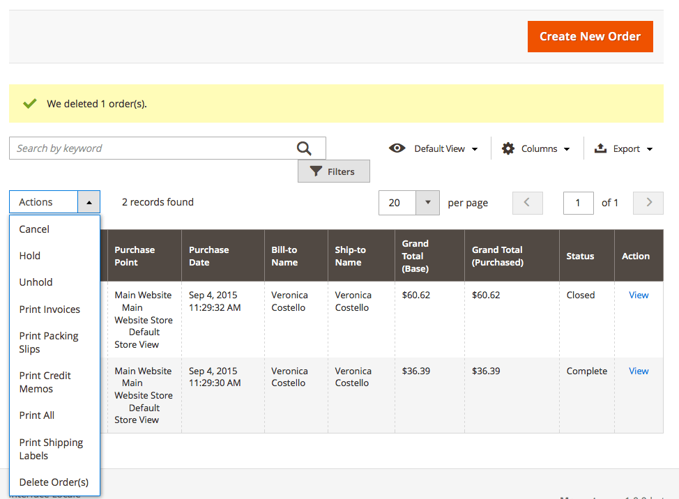Magento 2 Delete Order(s) Extension User Guide