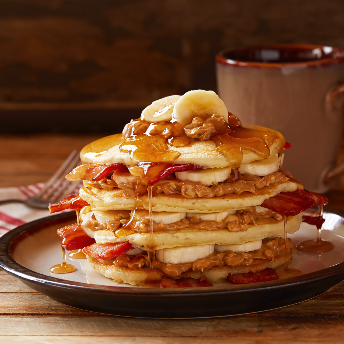 Hungry Jack Bacon, Banana, & Peanut Butter Flapjacks