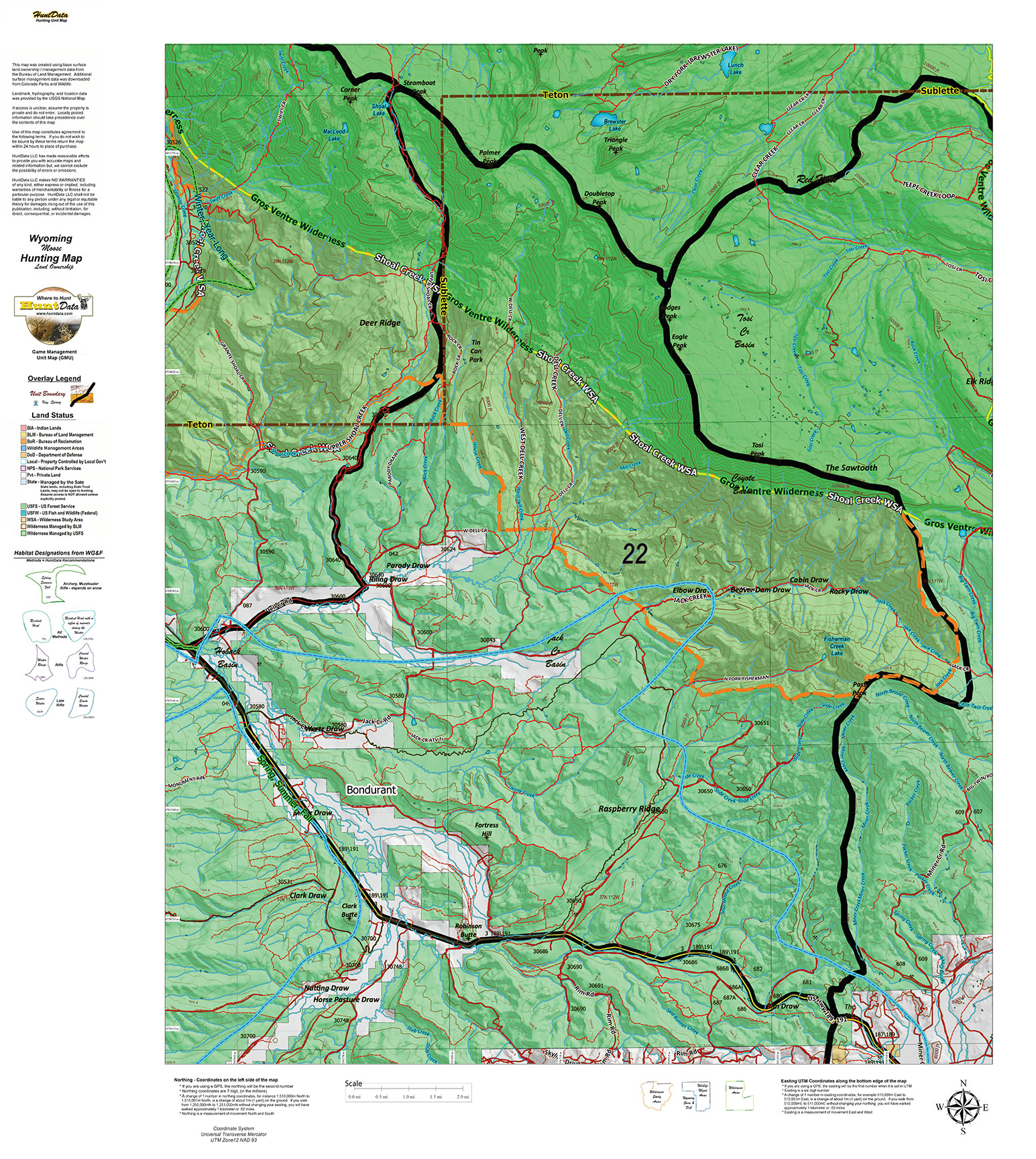 Wyoming Moose Hybrid Map Hunt Data