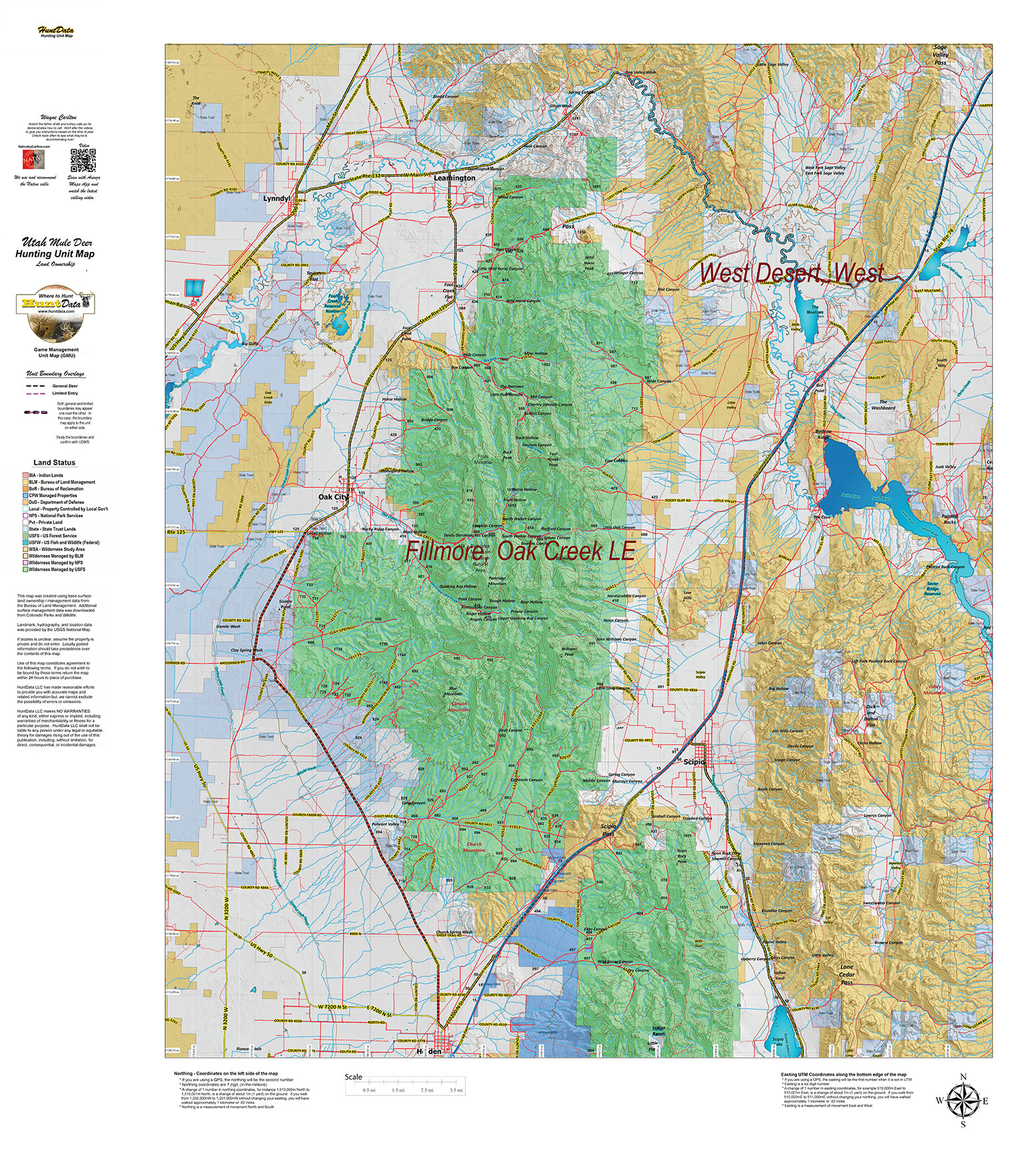 UT Mule Deer Land Ownership Unit Maps. Hunt Data