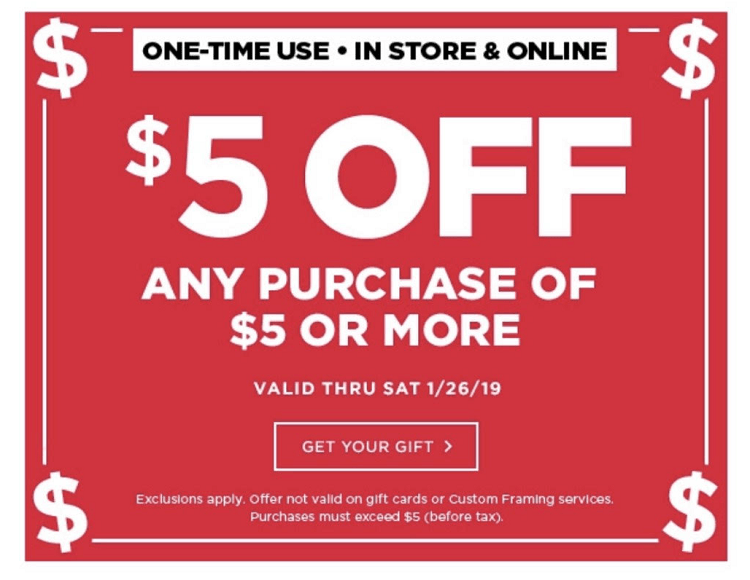 Michaels Purchase Coupon Promotion 5 Off 5 Purchase Coupon (YMMV)