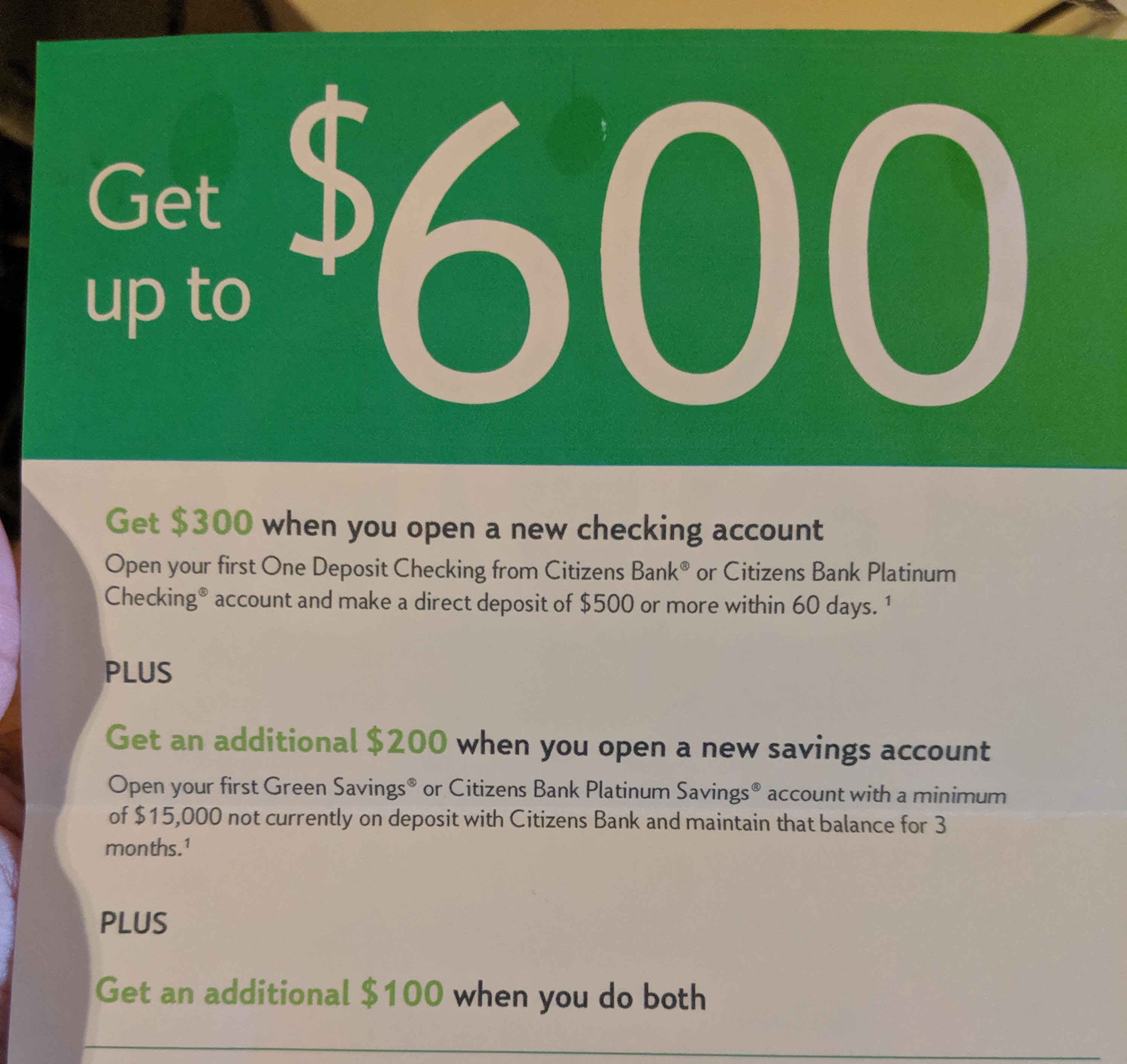 Citizens Bank Promotions 300, 500 600 Checking Bonuses (Many States)
