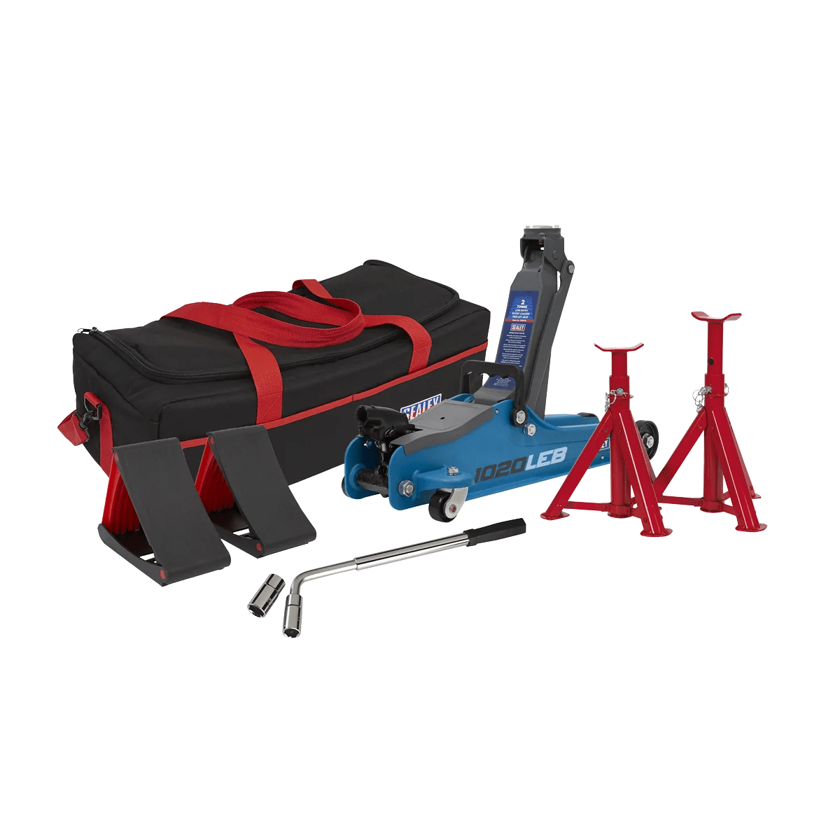 Trolley Jack 2tonne Low Entry Short Chassis & Accessories Bag Combo