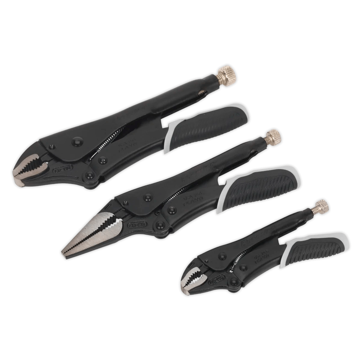 Locking Pliers Set 3pc Quick Release Black Series Huttie
