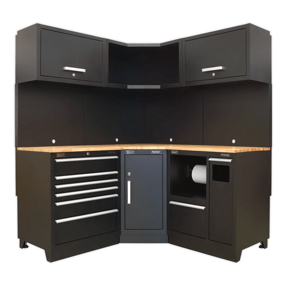 Premier 1.7m Corner Storage System Oak Worktop Huttie