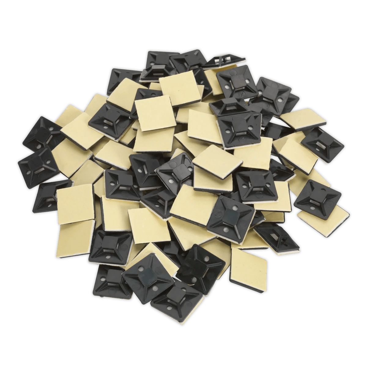 SelfAdhesive Cable Tie Mount 25 x 25mm Black Pack of 100 Huttie