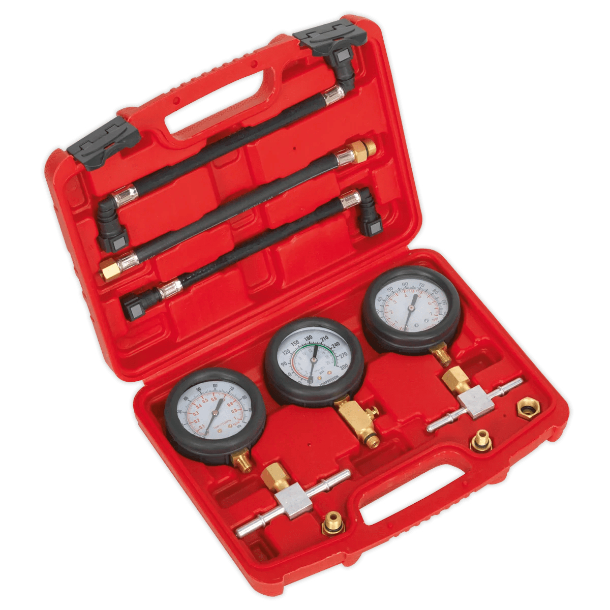 Motorcycle Compression & Fuel Pressure Gauge Set 3pc Huttie