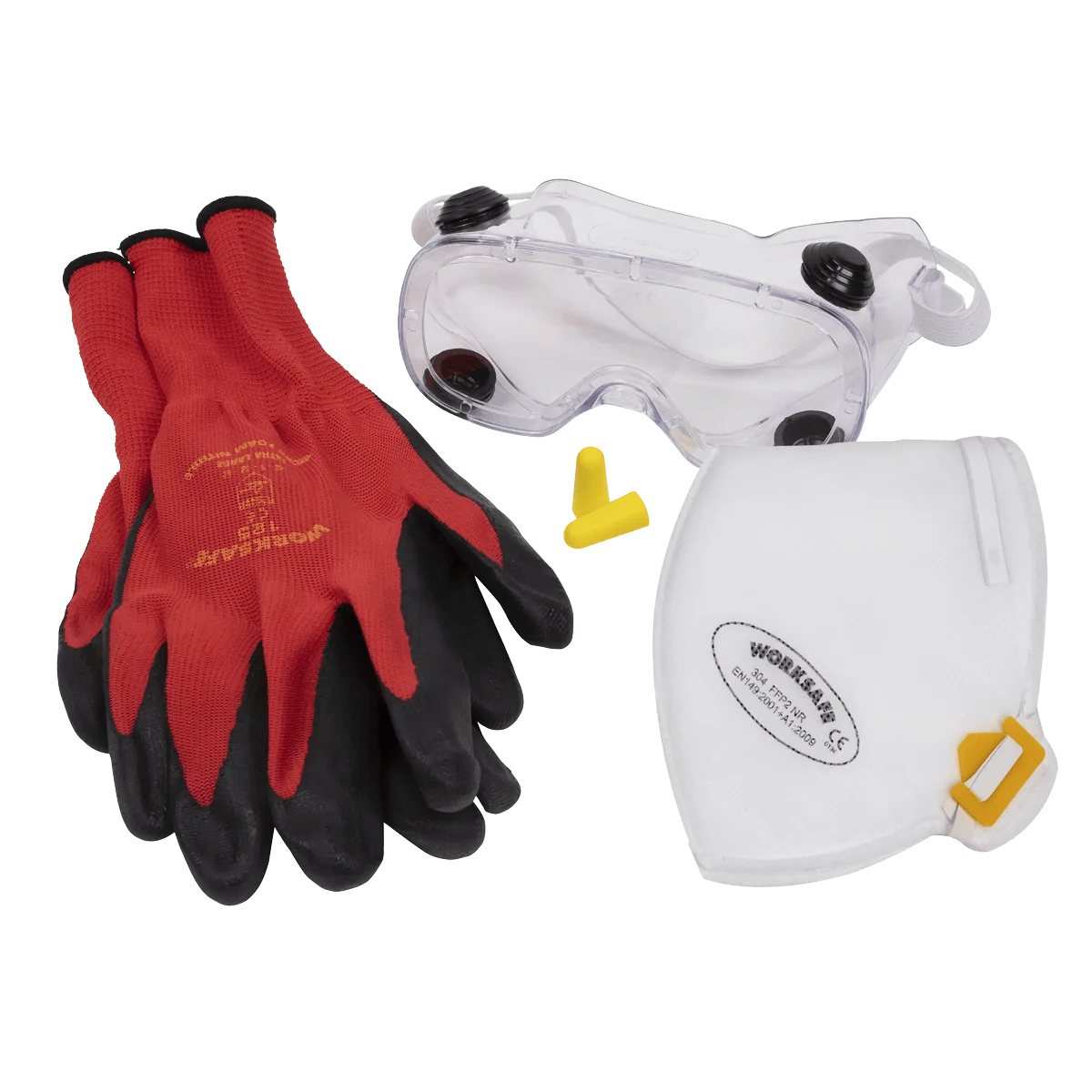 Flexi Grip Gloves, FFP2 Mask, Goggles & Ear Plugs Huttie