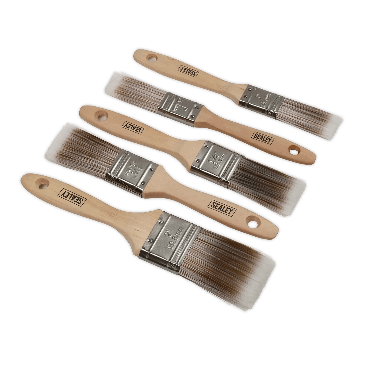 Wooden Handle Paint Brush Set 5pc Huttie