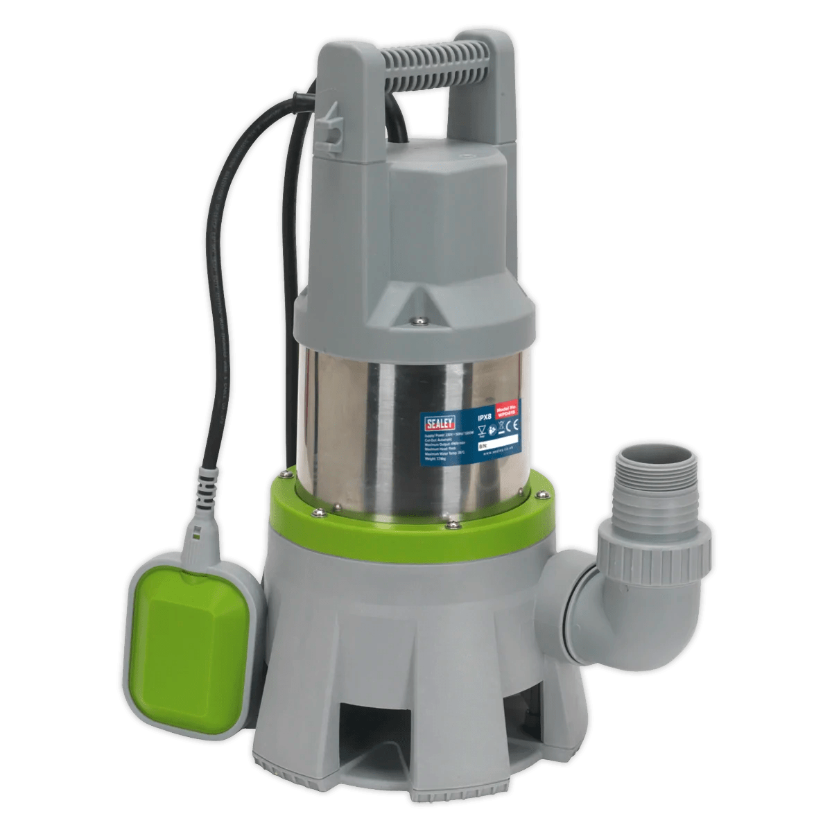 High Flow Submersible Stainless Dirty Water Pump Automatic 417L/min 230V Huttie